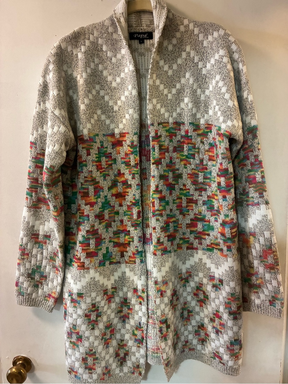 Western Horizons Cardigan Sweater, Open Front & Ribknit Trim
